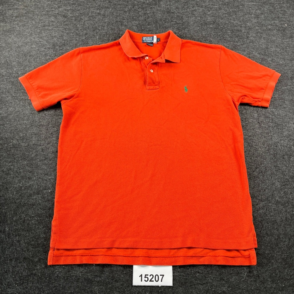 Vintage Polo Ralph Lauren Polo Shirt Mens L Orange Excellent Pique Short Sleeve